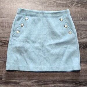Baby Blue Loft Skirt with Gold Buttons and Pockets size 16